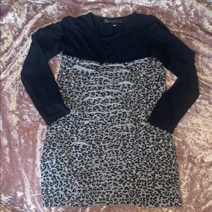 Flowers by Zoe Black Dress with Leopard Accents- Early design